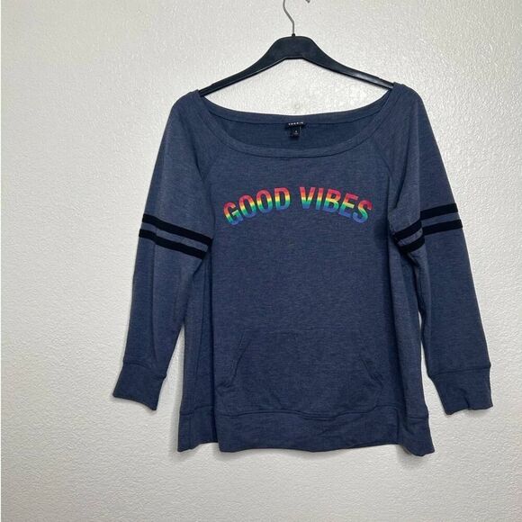 Woman’s Torrid Good Vibes Crewneck Long Sleeve Shirt - Picture 1 of 3
